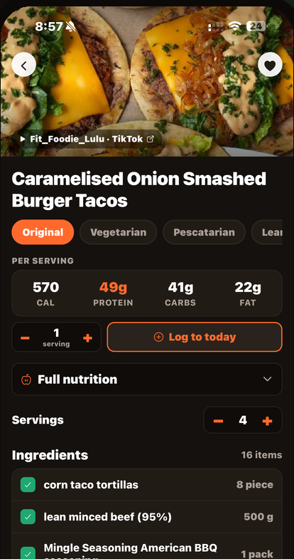 Recipe extracted from a TikTok reel